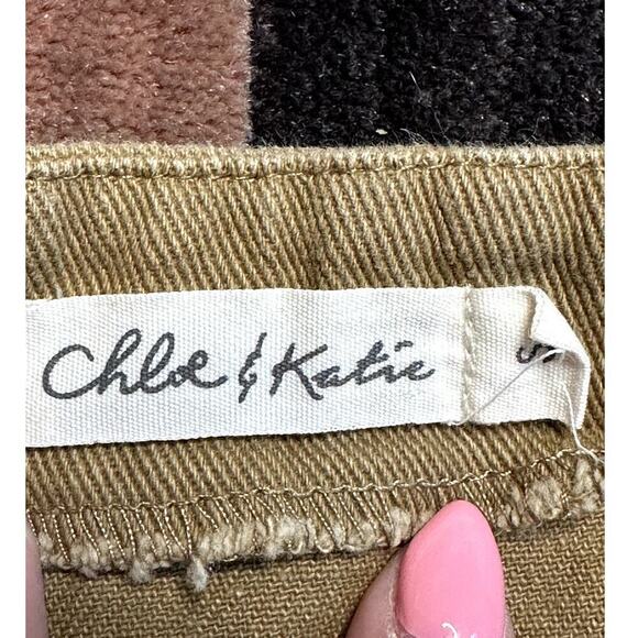 Chloe & Katie Khaki Zipper Front Mini Skirt Women's Size S - Picture 3 of 5